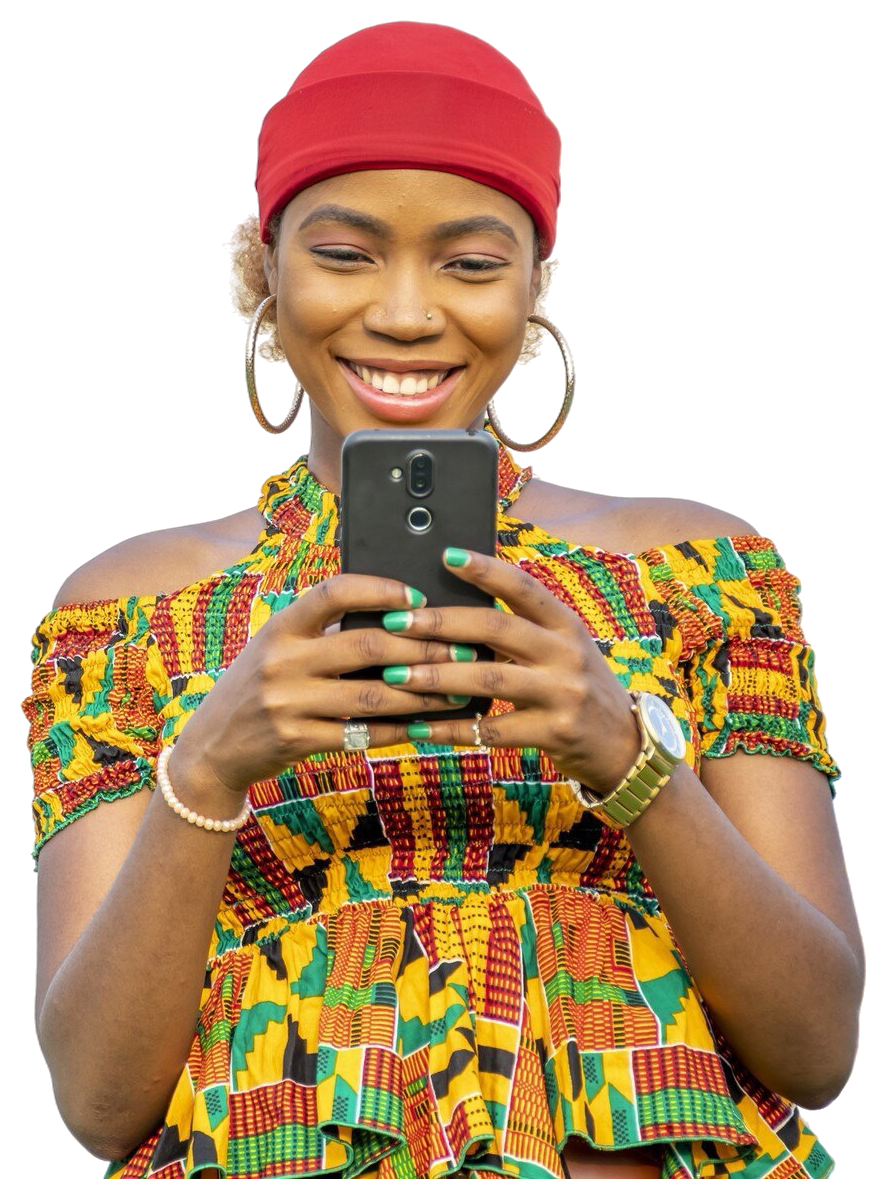 Customer using a mobile phone